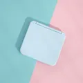 Portable compact square folding makeup mirror in pastel light blue candy color finish - Blue
