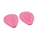 Pink petal-shaped silicone mold with detailed leaf vein textures for cake decoration - Radial Leaf Vein Style (50-949-A) / Pink