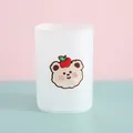 Frosted white semi-transparent cartoon bear pencil holder for school desk organization - White (Apple Bear)