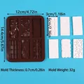 Vista dettagliata dello stampo in silicone geometrico con misure metriche e imperiali - Stile a Strisce Geometriche (J230918) / Caffè