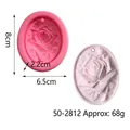 Detaillierte Silikonform mit Rosenrelief für DIY-Aromatherapie-Gipsanhänger mit Maßen - Rose Typ A (SKU: 50-2812)