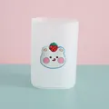 Cute cartoon bear frosted pen holder cylinder for desktop stationery organization and storage - White (Strawberry White Bear)