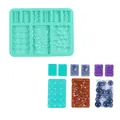 Dettaglio dello stampo in silicone per pasticceria con trame geometriche e blocchi - Stile Geometrico Multi-Griglia (J230634) / Verde