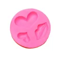 Pink silicone mold featuring heart and lip shapes for DIY fondant and chocolate crafts. - Heart and Lips Set (50-2233-A) / Pink