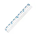 Règle d'écolier en plastique transparent de 20 cm avec accents bleus et bord ondulé - 20cm / Bleu