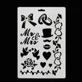 Hochzeitstorten-Schablone mit Mr & Mrs, Ringen und Herzen zum Dekorieren - Hochzeitsthema Muster (54125)