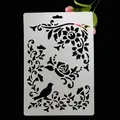 Tortenschablone mit elegantem Vogel- und Blumenmuster für Fondant-Dekorationen - Blumen Vogelmuster (54121)