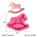 DIY rocking horse silicone mold for handmade aroma plaster and fondant hanging charms. - Carousel (50-2489) / 9.8x7.8cm / Pink
