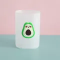 Cute cartoon avocado pen holder with frosted transparent design for desk storage. - White (Avocado)