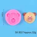 Pink silicone bear head mold with finished 3D bear piece for DIY handmade crafts - 50-3017 Pink