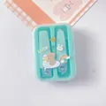 Creatieve muntgroene nagelknipperset met schattige beer- en eendstickers in draagbare doos - Schattige dierenserie / Tweedeelige Set (Met Doos) / Groen
