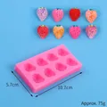 Rosa Silikonform für Erdbeeren aus Fondant und Schokolade mit 8 Mulden - Rosa 8-Loch Erdbeere (50-3090-A) / 8-Fach