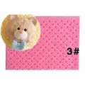 Lace border silicone mold with teddy bear design for fondant cake decorating, model 3 - Bow Bear Style (50-136-A) / Pink