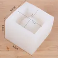 Square silicone mold for succulent pots showing detailed external and internal dimensions - 50-897-D (White Square Style)