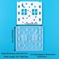 Detailed dimensions of the house candle holder silicone mold and the finished piece - Star and Moon House Style (60-1469)