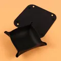 Minimalist black silicone desk organizer tray showing folded form and flat base detail - Nordic Storage Set (J2520-A) / Black / 14x14cm