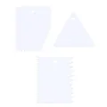 3pcs plastic cake scraper set with serrated edges for DIY baking and decorating. - Three-Piece Set / White