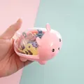Simpatico set di cancelleria a forma di animale rosa con graffette colorate per ufficio - Stile Molletta Coniglio Sdraiato
