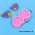 Pink heart shaped silicone mold for DIY resin jewelry making with star pattern detail - Star Heart Style (50-3029-A) / 50-3029-A