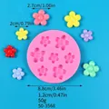 Pink silicone mold for DIY resin sunflower charms with detailed dimension marks - Five-Petal Flower Style (50-3568-A)