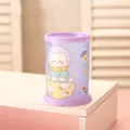 Porte-crayon violet mignon avec ours astronaute pour rangement de bureau étudiant - Lapin de voyage