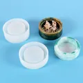 Durable round silicone mold set for DIY crystal resin jewelry storage box creations - Round Storage Box Lid and Bottom Mold Combo (60-764)