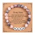 Roze zebra jaspis kralenarmband met Nana letterkralen en geschenkkaart - Pink Zebra - NANA