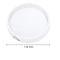 Dimensions of round silicone coaster mold showing 112mm diameter and 11.5mm thickness - Large Round Style (60-226)