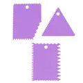 3-piece purple plastic serrated dough scraper set for cake decorating and baking DIY tasks - Three-Piece Set / Purple