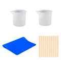 Complete DIY epoxy resin mixing tool set with silicone cups, blue mat and wooden sticks - 13 Piece Set Y072