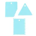 3-piece light blue plastic serrated cake scraper and dough cutter set for DIY baking tools - Three-Piece Set / Blue