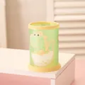 Organisateur de bureau cylindrique avec porte-stylo dinosaure de dessin animé vert et jaune - Dinosaure