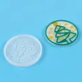 Round Christmas tree silicone resin mold for DIY coasters and ornaments, 8.8cm diameter - Christmas Tree Coaster Style (60-1420)