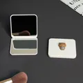 Portable mini folding makeup mirror with cute cartoon bear character decoration - Bear Style / White