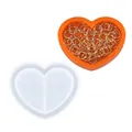 Vista detallada del molde de silicona para resina epoxi de corazón y dije naranja. - Estilo Corazón (60-601)