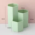 Minimalist three-slot hexagonal green plastic desk organizer pen holder for stationery - Green