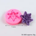 Flower shaped pink silicone mold for DIY crafts and pendants with 7.5cm diameter and hole. - Multi-layer Petals (50-2863)
