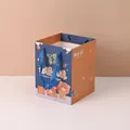 Cartoon bear themed paper gift bag with blue silk ribbon handles, 17x17x22cm size - 22x17x17cm