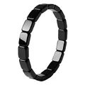 Minimalistische gepolijste zwarte vierkante kralen elastische armband voor heren 8mm - Hematite Square Style