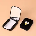 Portable cute cartoon folding makeup mirror and white comb set with big eyes design - Big Eyes Decor Style / Black
