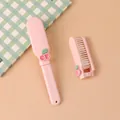 Cute pink cartoon folding mini hairbrush with cherry design for students and travel use - Cherry