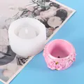 Premium silicone mold for DIY succulent flower pots with detailed rose floral relief patterns - 50-2284-D (Round Rose Relief Style)
