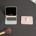 Portable pink folding makeup mirror with cute rabbit design and double-sided view. - Little Rabbit Style / Pink