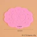 Pink floral lace pattern silicone mold for fondant and chocolate cake decorating DIY - Mandala Round Pad Mold (50-1776-A) / 13.5cmx13.5cmx0.4cm / Pink