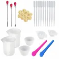 Complete DIY epoxy resin mixing tool set with measuring cups, pipettes, and stirring rods - Y035