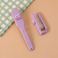 Cute portable purple cartoon folding mini hairbrush for smooth hair massage and travel - Purple