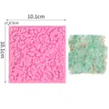 Silicone fondant mold with stone wall texture for cake decoration, pink 10.1cm square - Square Grid Texture Style (50-1886-A) / 10.1x10.1x0.5cm / Pink