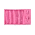 Pink silicone mold with bamboo and leaf patterns for DIY cake and chocolate decorating - Pink