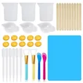 Complete DIY epoxy resin craft tool kit including silicone mat, measuring cups and sticks - Y063