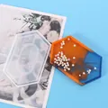 Hexagonal silicone mold for DIY resin jewelry tray and storage box with finished sample - Rectangular Hexagon Style (60-19) / Rectangular Hexagon Coaster